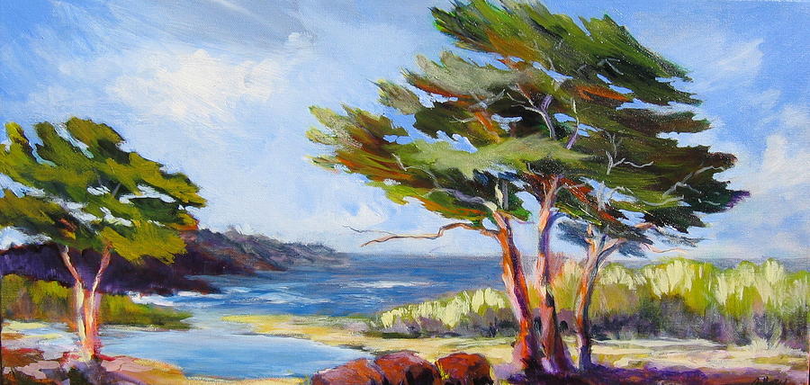 900x428 Carmel By The Sea Painting By Barbara Moore - Carmel Painting