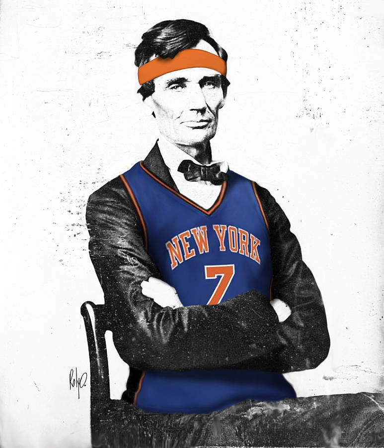 773x900 Abe Lincoln In A Carmelo Anthony New York Knicks Jersey Digital - Carmelo Anthony Painting
