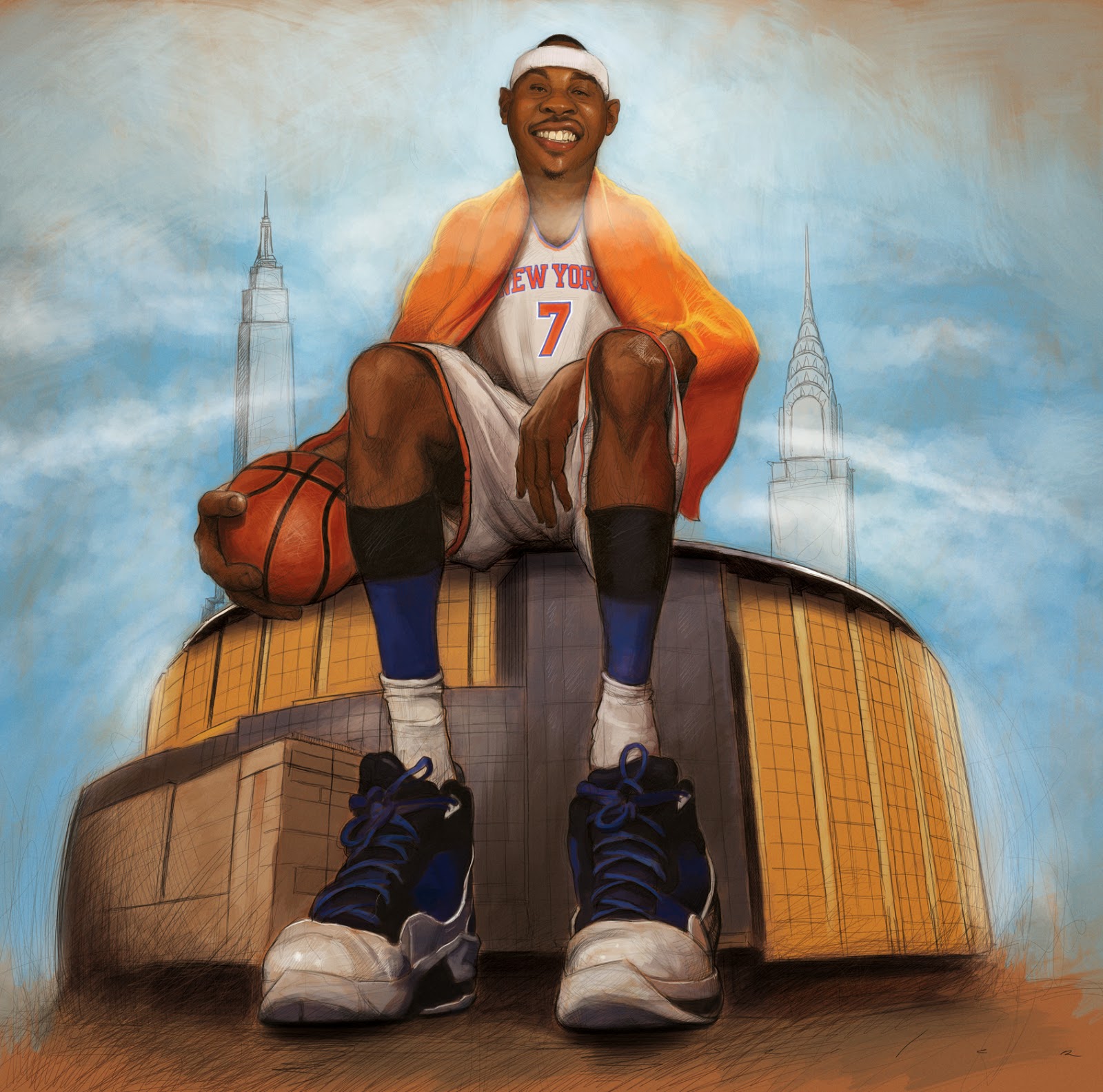 1600x1585 It's Funny Because It's True - Carmelo Anthony Painting