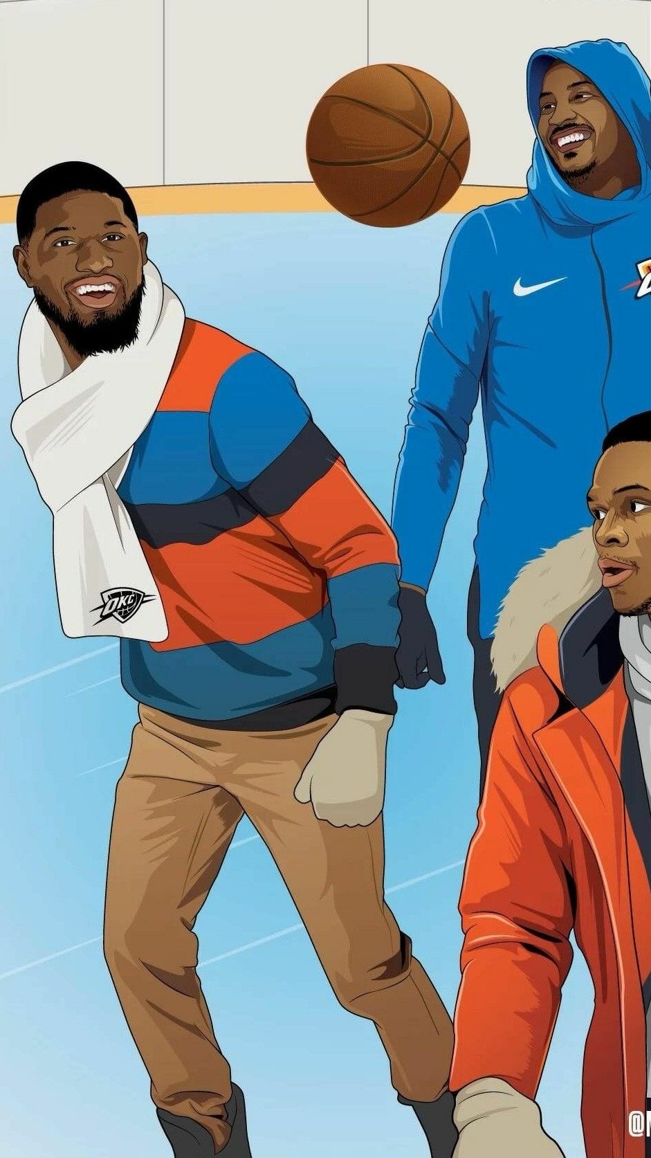 941x1673 Okc's Ok3 Russell Westbrook, Paul George And Carmelo Anthony - Carmelo Anthony Painting