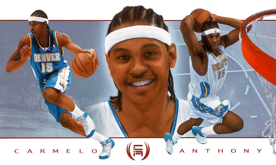 900x538 Carmelo Anthony Basketball Painting Carmelo Anthony - Carmelo Anthony Painting