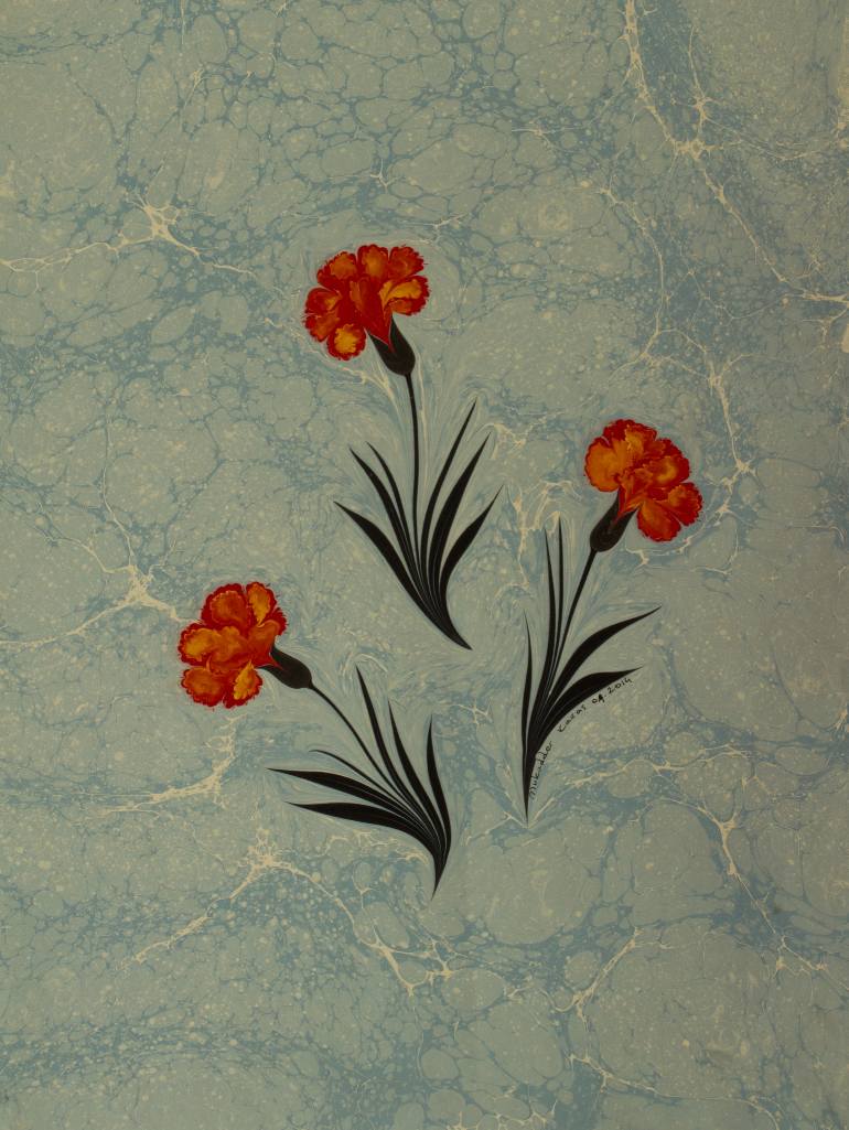 770x1025 Saatchi Art Carnation Flower Trio Painting By Mukatder Kavas - Carnation Flower Painting
