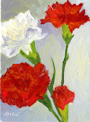 295x400 Marie's Art Journey Red Amp White Carnations - Carnation Painting