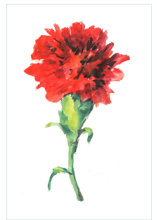 642x900 One Red Carnation Painting By Lily Lily - Carnation Painting