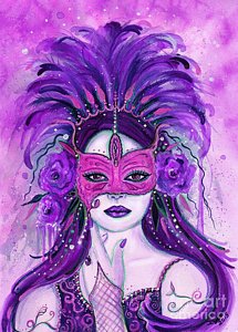 215x300 Mardi Gras Mask Paintings Fine Art America - Carnival Mask Painting