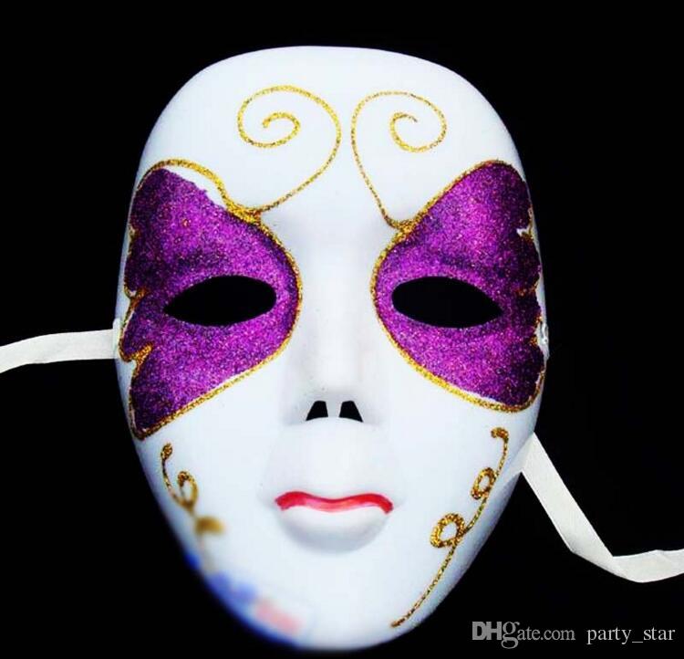 750x722 Women Full Face White Painted Venetian Carnival Masks Party - Carnival Mask Painting