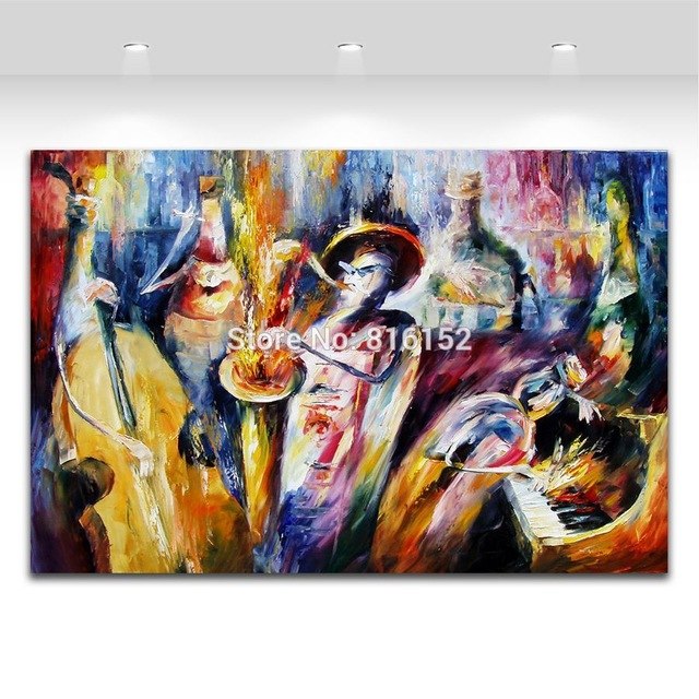 640x640 Palette Knife Modern Painting Bottle Play Jazz Music Carnival - Carnival Painting