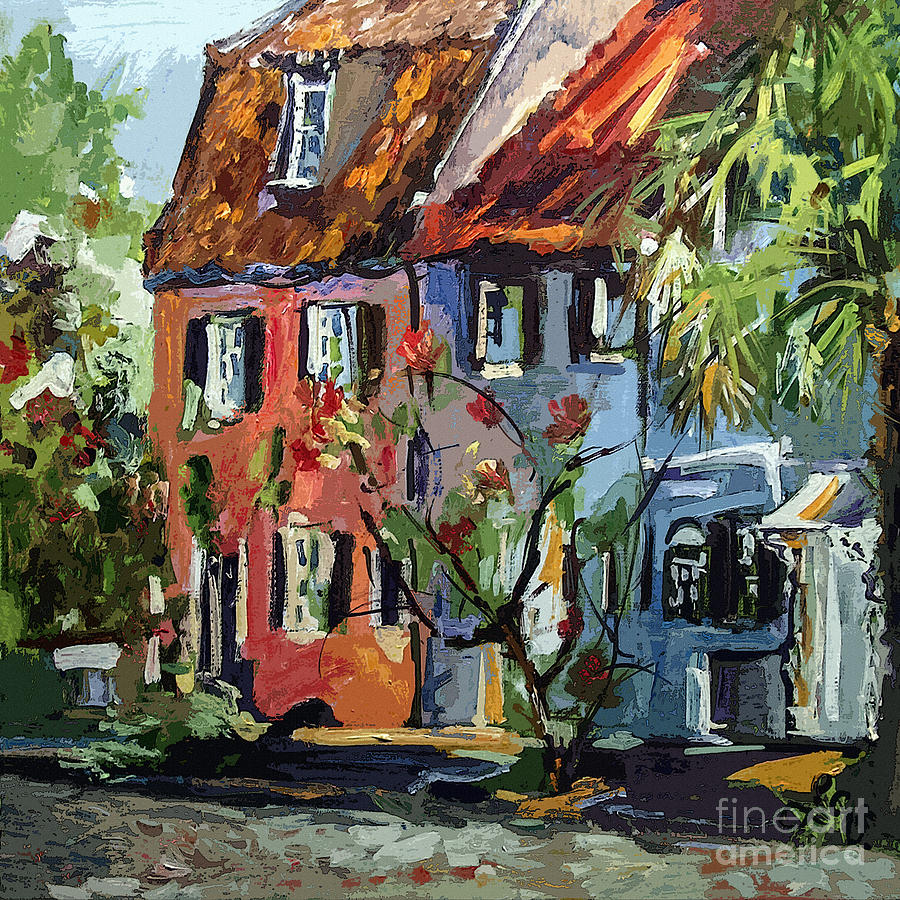 900x900 Pink House On Chalmers Street Charleston South Carolina Painting - Carolina Painting