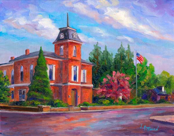 600x471 Brevard Nc Courthouse Painting - Carolina Painting