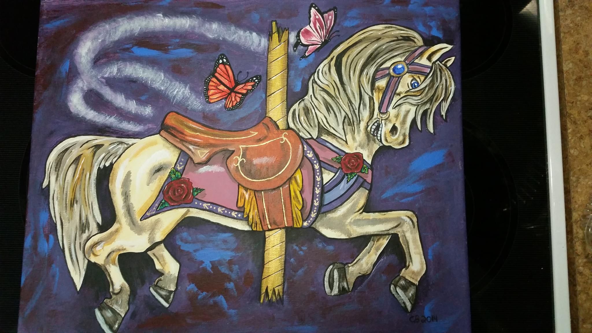 2048x1152 Carousel Horse Painting Art Work By Crystal - Carousel Horse Painting
