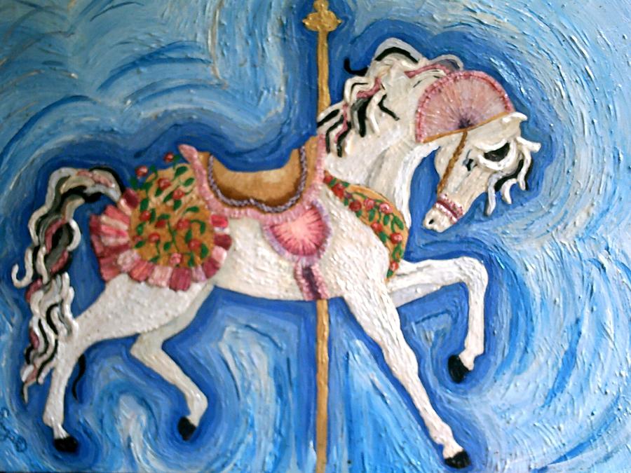 900x675 Carousel Horse On Light Background Painting By Brenda Adams - Carousel Horse Painting