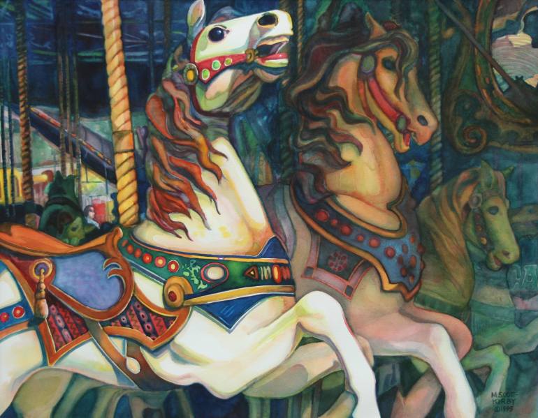770x599 Saatchi Art Carousel Painting By Michelle Scott - Carousel Painting