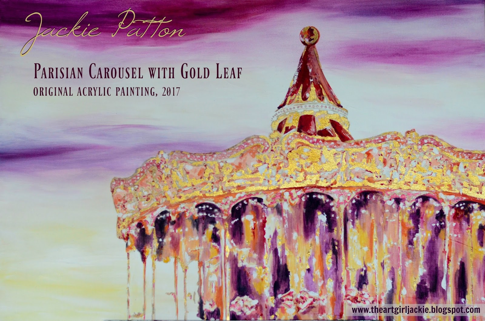 1600x1059 The Art Girl Jackie Parisian Carousel Painting With Gold Leaf - Carousel Painting