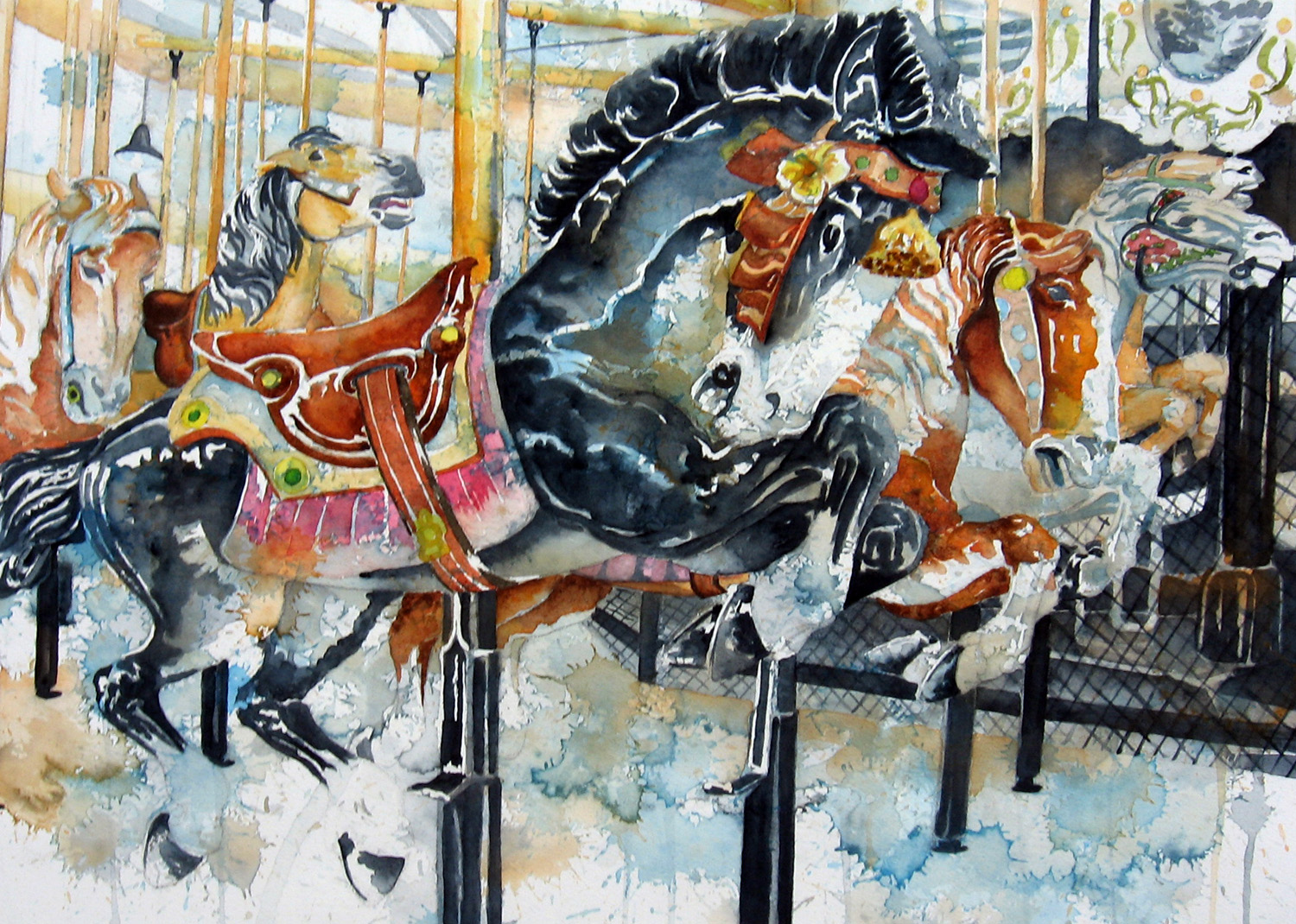 1500x1070 Carousel Leslie White - Carousel Painting
