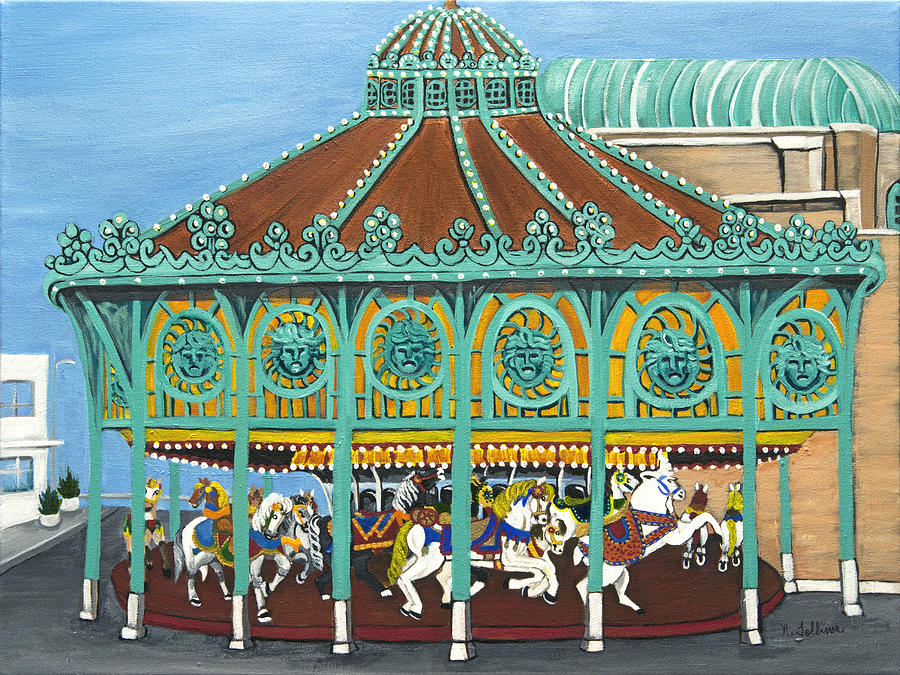 900x675 Asbury Park Carousel Iii Painting By Norma Tolliver - Carousel Painting