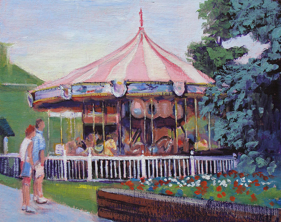900x713 Carousel At Put In Bay Painting By Judy Fischer Walton - Carousel Painting