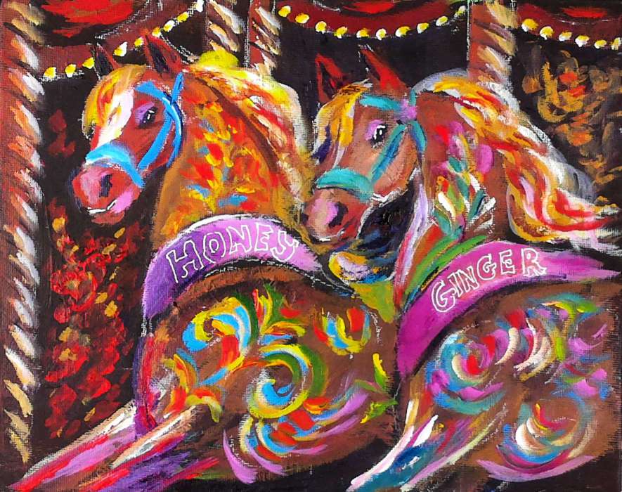 885x700 Carousel Horses Past Live On Youtube - Carousel Painting