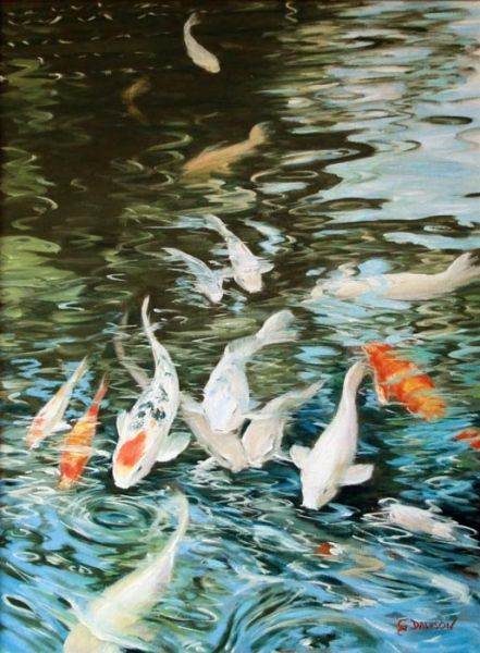 441x600 Koi Carp Painting. Watercolor Of Animals Koi Carp - Carp Painting