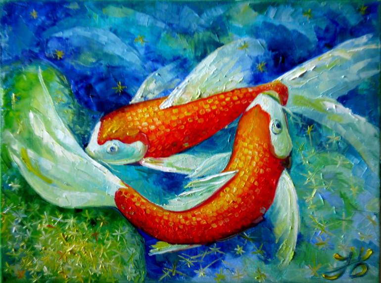 770x573 Saatchi Art Butterfly Koi Carp Fish Painting By Nadia Bykova - Carp Painting