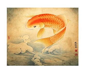 355x304 Ink Wash Pictures Of Traditional Chinese Feng Shui Fly - Carp Painting