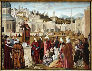 300x230 The Sermon Of St. Stephen (Carpaccio) - Carpaccio Painting