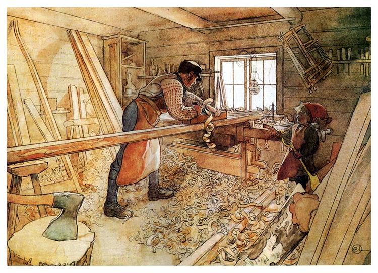 750x543 In The Carpenter Shop, 1905 - Carpenter Painting
