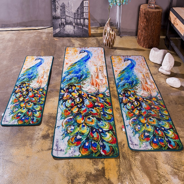 640x640 Pastoral Style Peacock Oil Painting Art Carpet Bedside Bedside - Carpet Painting