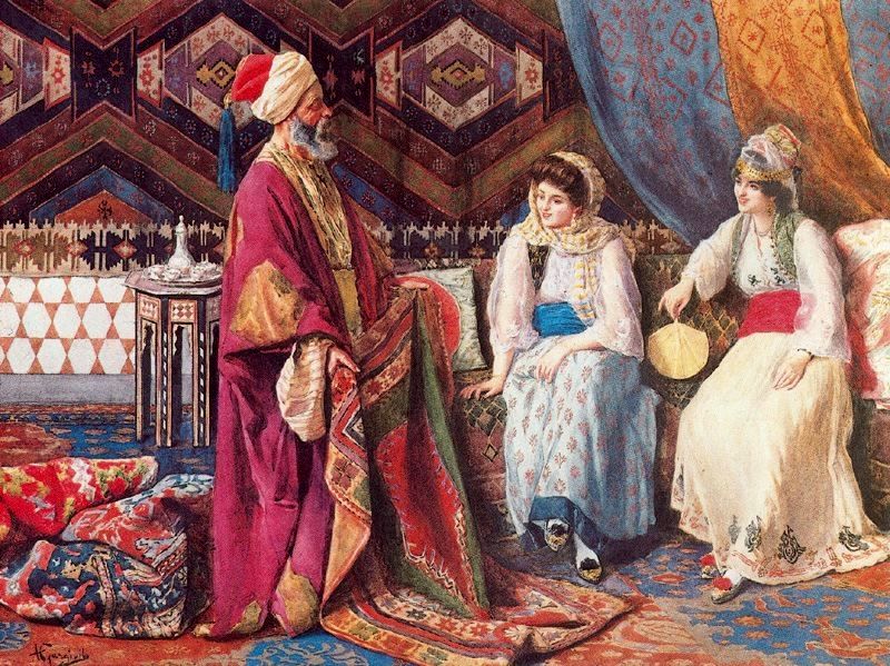 800x599 The Carpet Seller Paintings, Islamic Art And Sanat - Carpet Painting