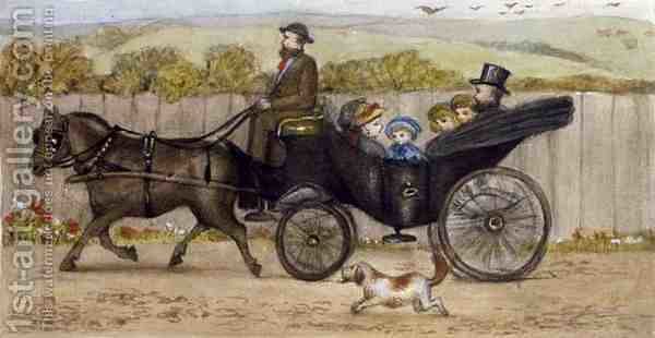 600x310 In The Carriage, Addiscombe, 1883 Rosa Petherick Reproduction - Carriage Painting