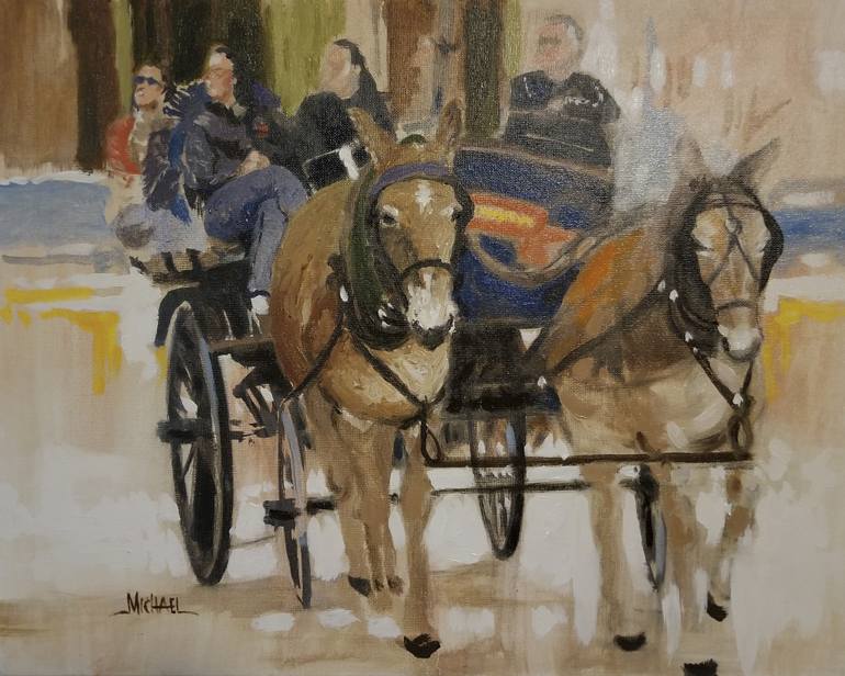 770x616 Saatchi Art Carriage Ride Painting By Michael King - Carriage Painting
