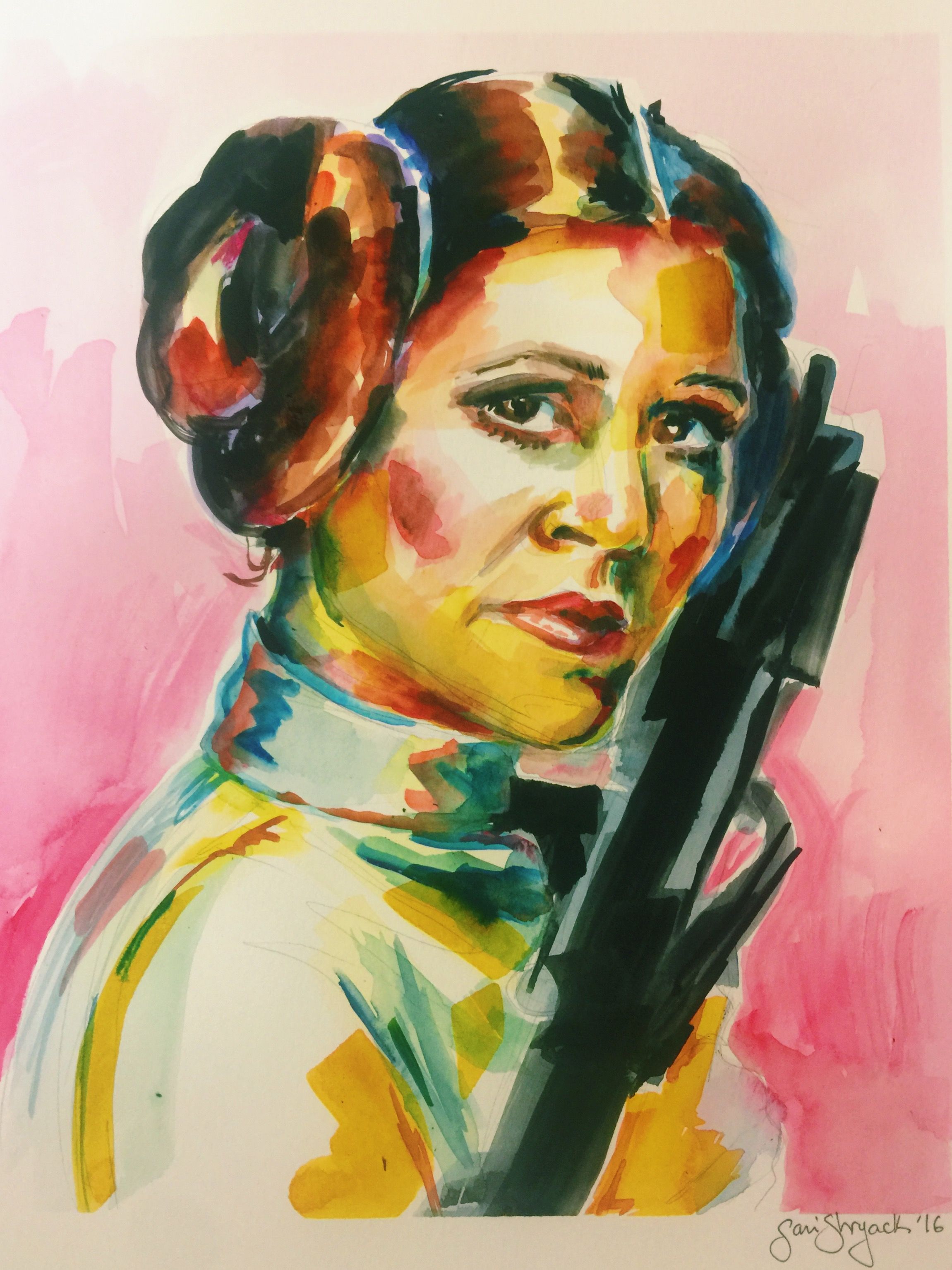 2301x3068 Carrie Fisher Princess Leia Watercolor Onpaper Sari Not Sorry - Carrie Fisher Painting