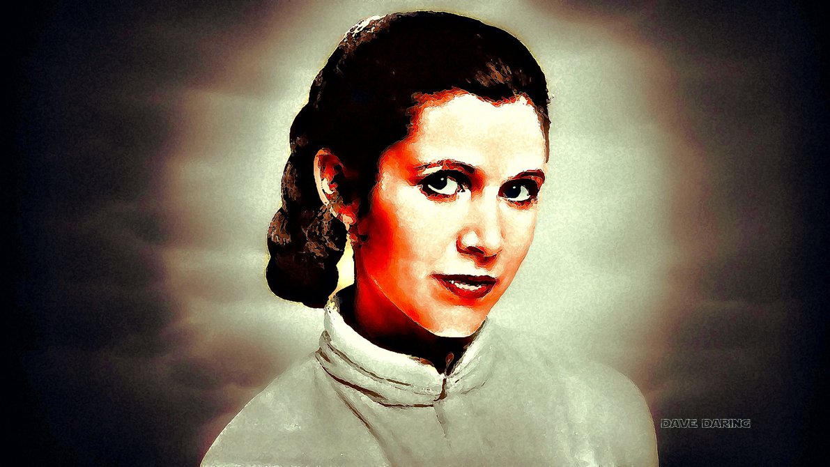 1191x670 Carrie Fisher Princess Leia Xlix Painted By Dave Daring - Carrie Fisher Painting