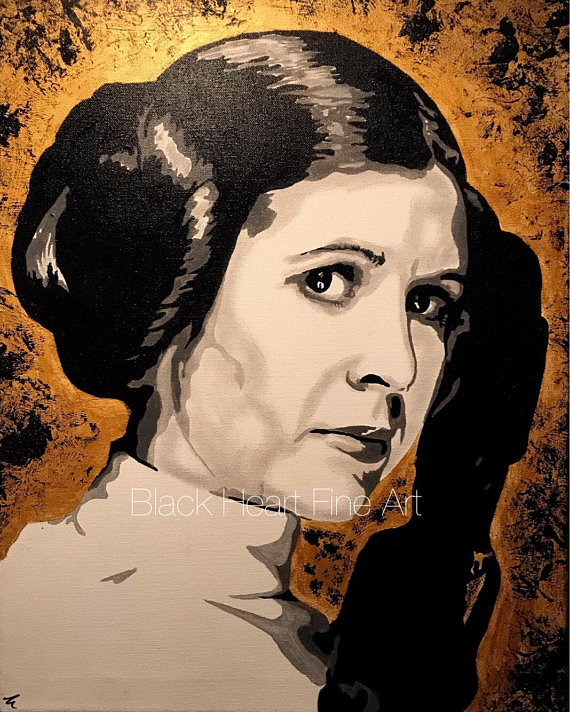 570x712 Star Wars Princess Leia Carrie Fisher Original Oil Painting - Carrie Fisher Painting