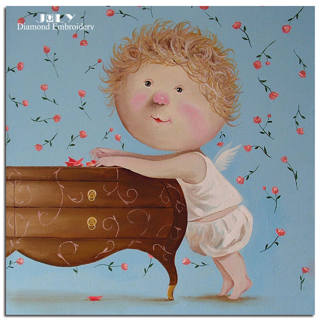 640x640 Cross Stitch Diamond Mosaic Baby Angle Diamond Embroidery Craft - Cartoon Boy Painting