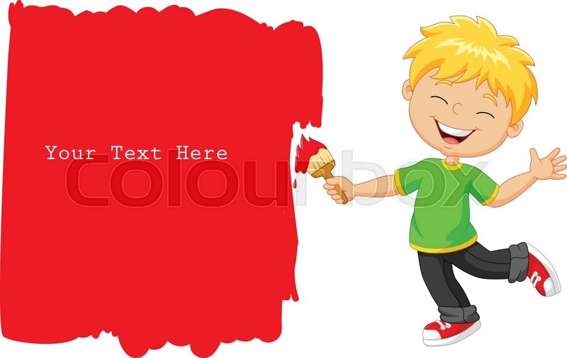 800x506 Vector Illustration Of Cartoon Little Boy Painting The Wall - Cartoon Boy Painting