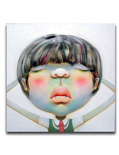 384x500 Fmy Super Realism Big Head Cartoon Boy Oil Painting 3d - Cartoon Boy Painting