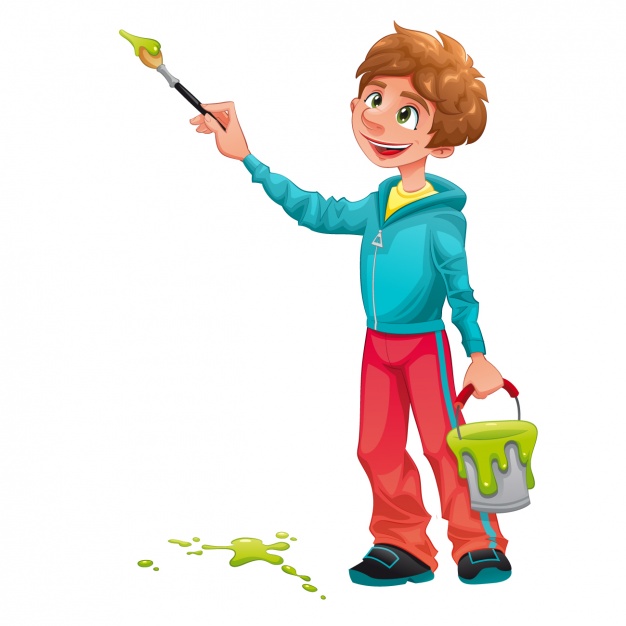 626x626 Boy Painting Design Vector Free Download - Cartoon Boy Painting