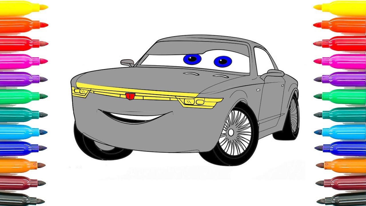 1280x720 How Drawing Cars 3 Bob Sterling Coloring Pages For Kids How - Cartoon Car Painting