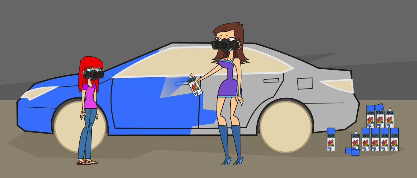 1365x585 Julie Spray Painting Her Car By Juliefan21 - Cartoon Car Painting