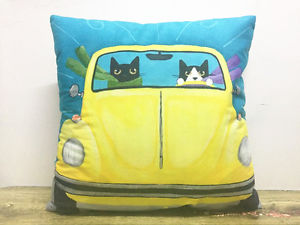 300x225 1x Simple Painting Cartoon Car Home Decor Sofa Cushion Covers - Cartoon Car Painting
