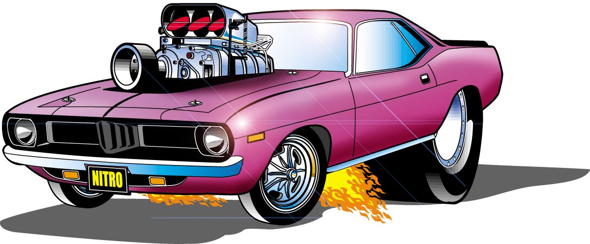 1200x497 New Cartoon Mopar Cuda Mopar To Ya! (Whats Your Sign - Cartoon Car Painting