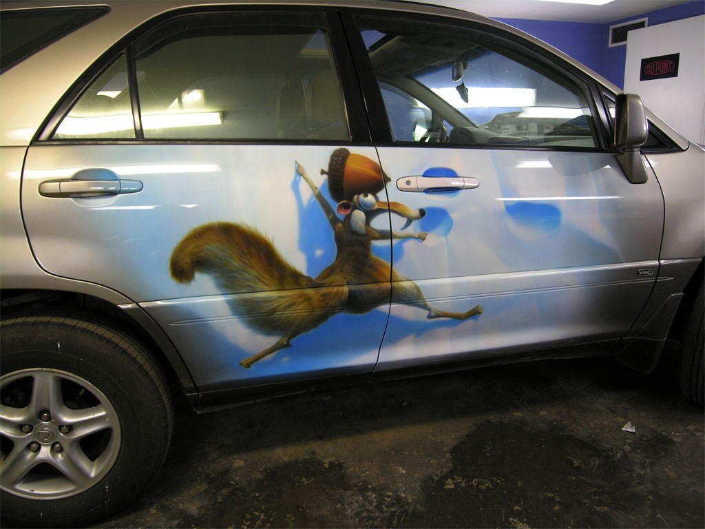 1024x768 Painting, Airbrush, Car, Lexus Rx 300, Funny, Cartoon, Side - Cartoon Car Painting