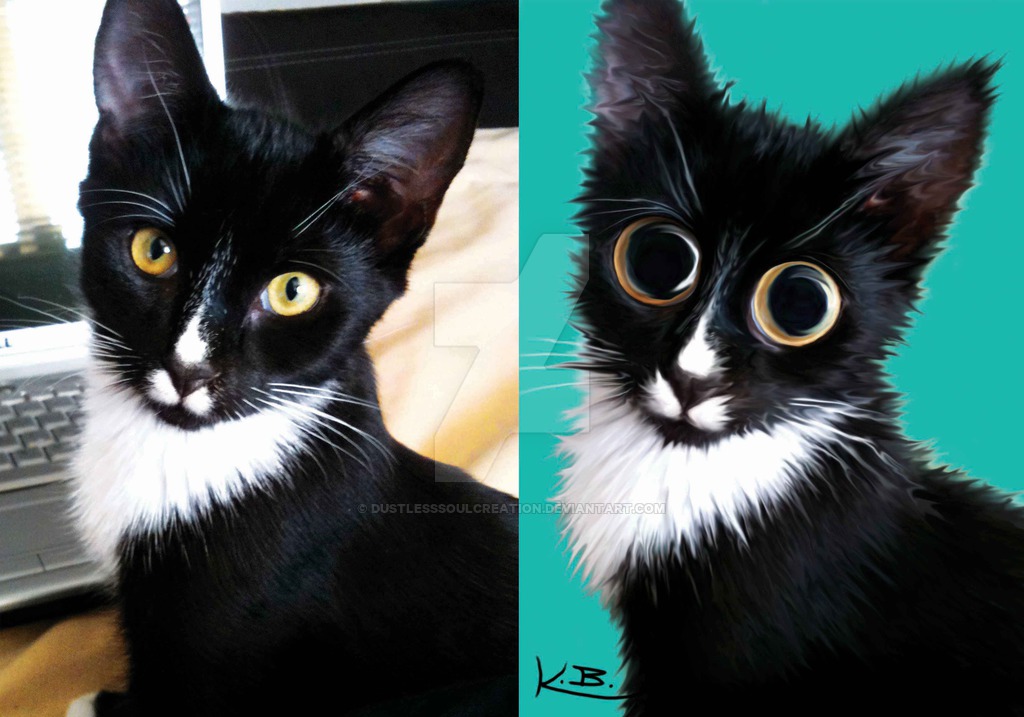 1024x717 Custom Cartoon Animalpetcatdog Digital Painting By - Cartoon Cat Painting