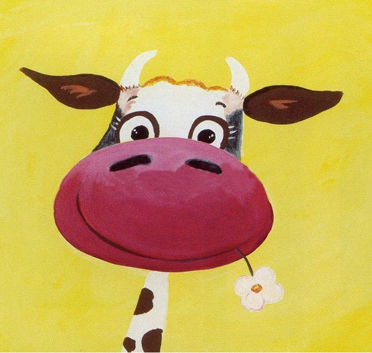 735x699 Cartoon Cow Oil Painting - Cartoon Cow Painting