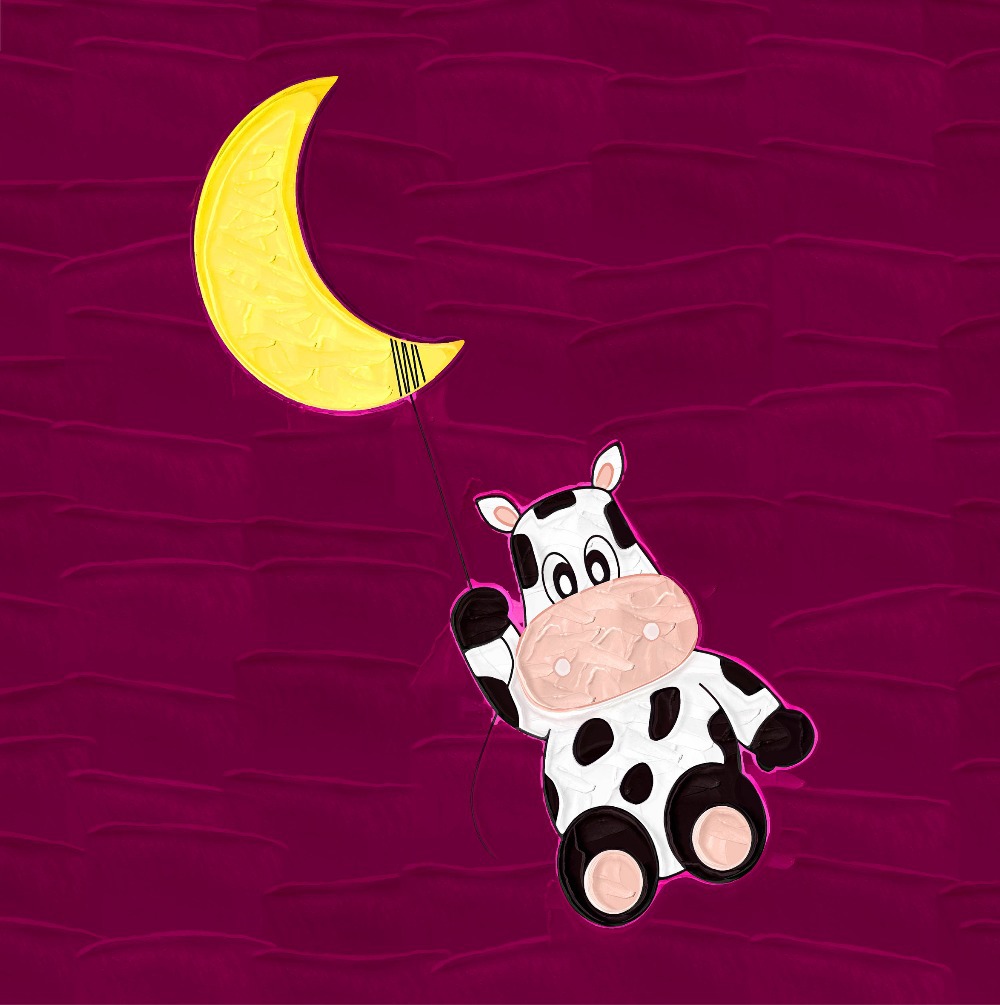 1000x1005 Free Shipping Canvas Painting Oil Printed 3 Piecesset Lovely - Cartoon Cow Painting