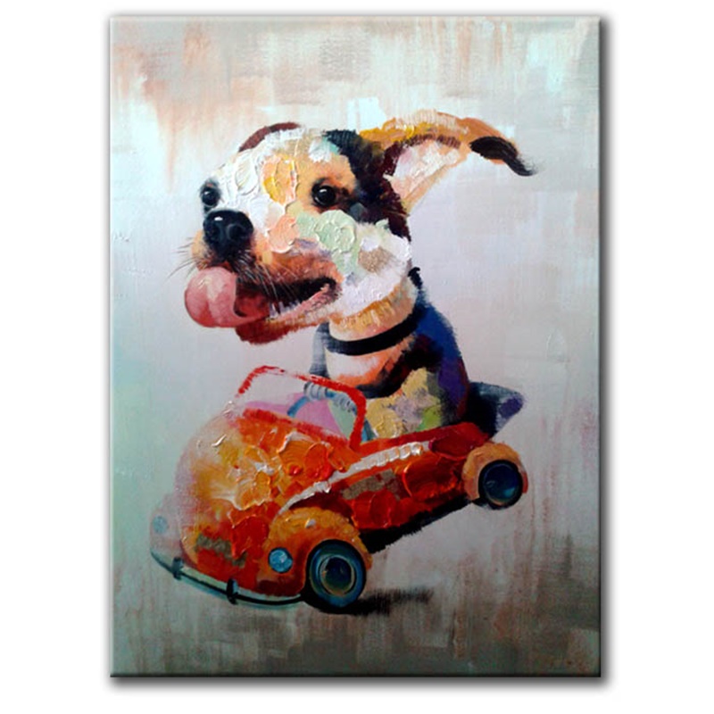 800x800 Cartoon Dog Pic Hand Painted Modern Abstract Oil Painting - Cartoon Dog Painting