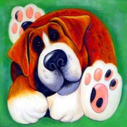 260x260 Cartoon Dog With Paw Oil Painting E Wholesale Canvas Art Poster - Cartoon Dog Painting