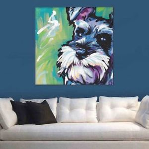 300x300 Cute Schnauzer Dog Puppy Cartoon Print Watercolor Painting Canvas - Cartoon Dog Painting