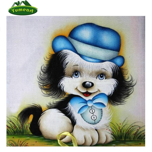 640x640 Diy Diamond Painting Cartoon Dog Pattern 5d Dmc Cross Stitch - Cartoon Dog Painting