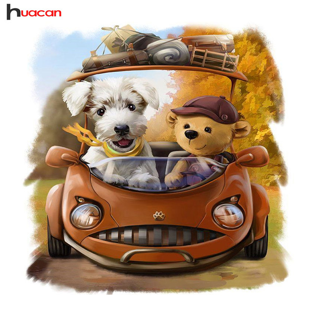 640x640 Diy Diamond Painting Cartoon Dog Patterns Diamond Embroidery Full - Cartoon Dog Painting